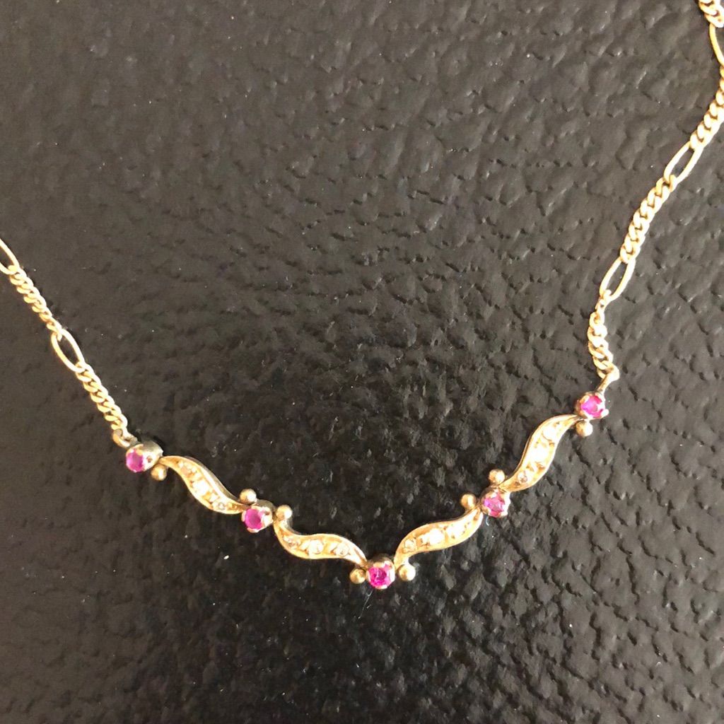 Genuine Gold Diamond And Ruby Necklace